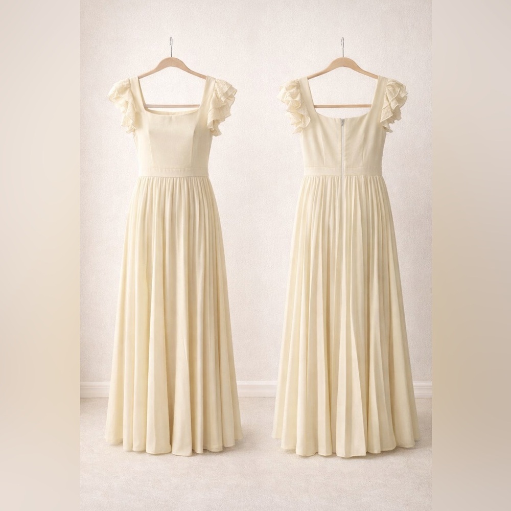 Cream Pleated Maxi Dress – Size Small